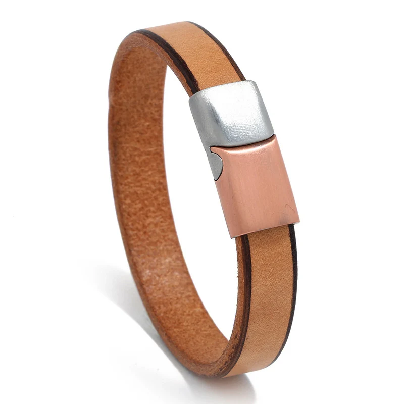 NIUYITID Bracelets & Bangles Mens Women Leather Bracelets 2018 Stainless Steel Buckle Male Rope Chain Wholesale Jewelry (5)