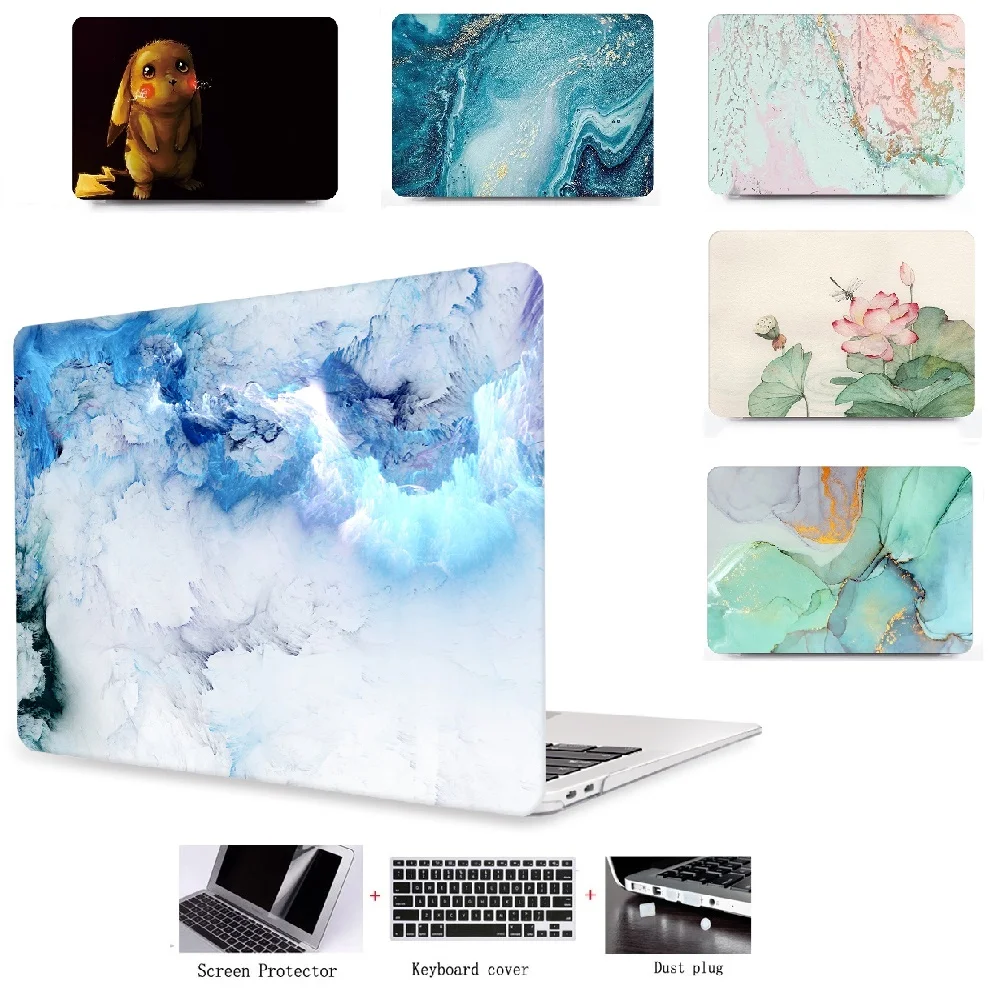 4в1 чехол для ноутбука с мраморным узором для Apple Macbook Air 11 13 Pro retina 12 13 15 дюймов цвета Сенсорная панель чехол для ноутбука чехол