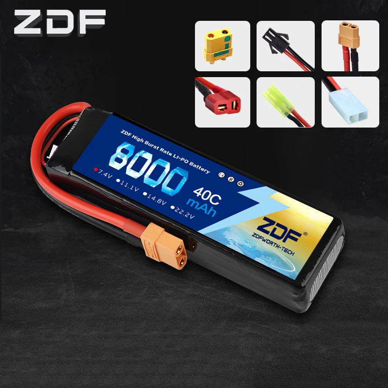 ZDF Lipo аккумулятор 2S 8000mAh 7,4 V аккумулятор 40C max 80C Аккумулятор для TRAXXAS SUMMIT E-REVO 1/7 Неограниченный поток HPI