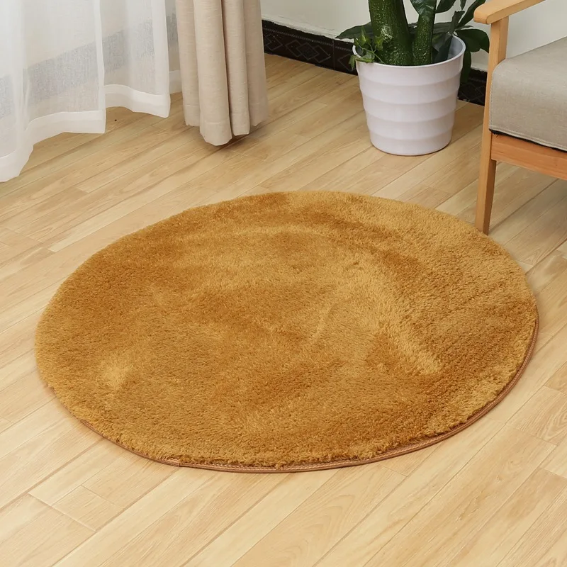 

Fur Shaggy Carpet Thick Solid Color Brown White Green Yellow Round Floor Mat Carpet Kids Room Living Room Bedroom Yoga Mats