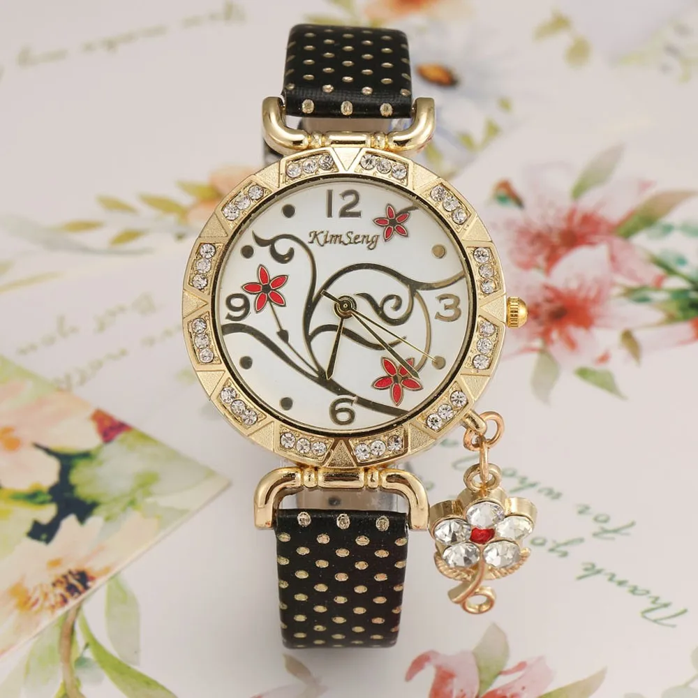 

Duobla Women Orchid Pattern Bracelet Leather Diamond Quartz Wrist Watch Luxury Style Ladies Watches Dress Relogio hot sale 40Q