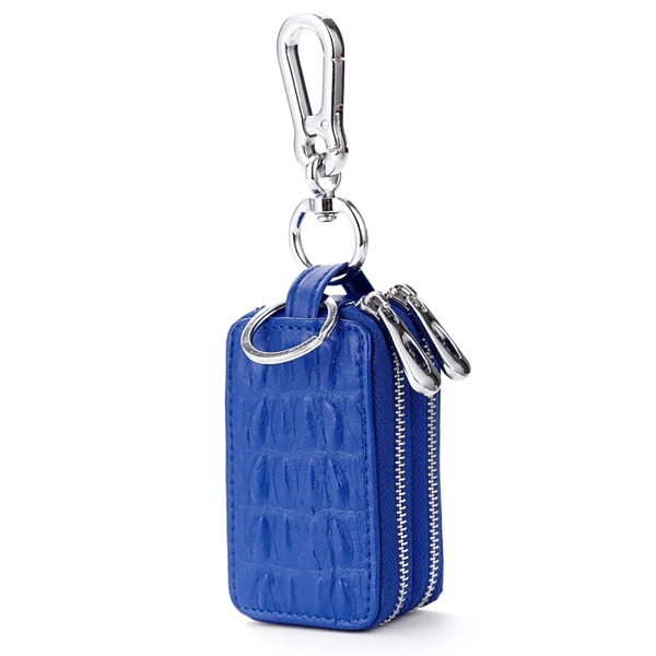 Дизайн, унисекс, натуральная кожа, мини сумка для ключей, кошельки с застежками, 2 слоя, модная кожа аллигатора, стильный женский автомобильный держатель для ключей на молнии - Цвет: Blue