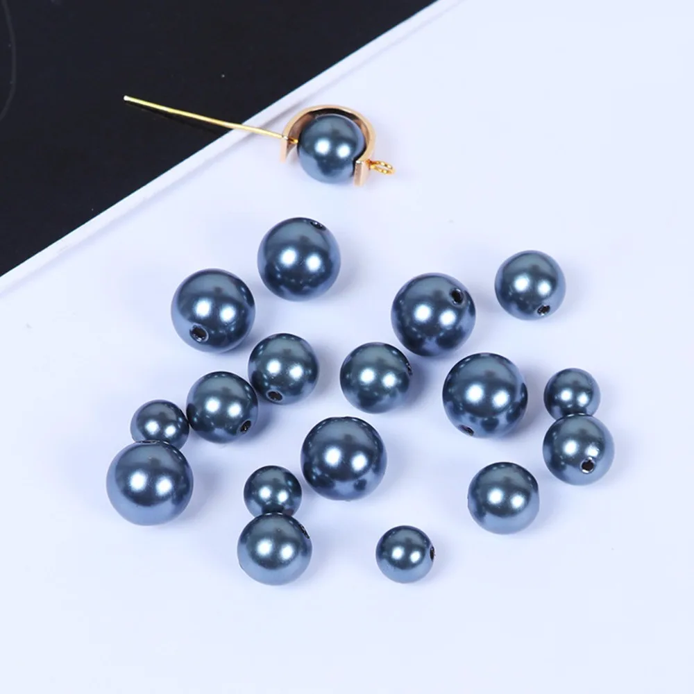 100pcs Round Beads For Jewelry Making Gray Plastic 8mm 10mm 12mm Earrings Components | Украшения и аксессуары