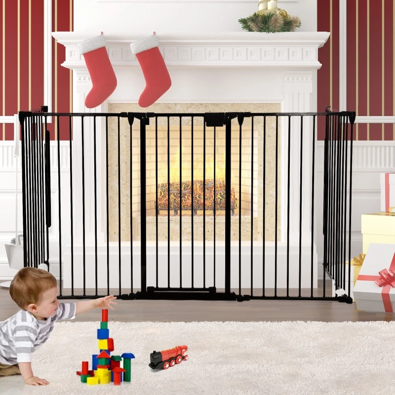 Fireplace Safety Fence Adjustable Play Yard Barrier Baby Safety Gate Pet Gate BBQ Pet Metal Fire