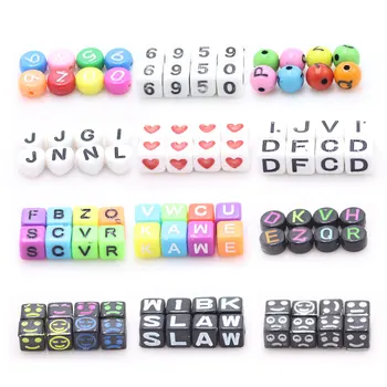 

ZHUBI 100pcs 6mm Mixed Square Alphabet Letter Beads Charms Loose Heart Number Beads For Jewelry Making DIY Bracelets Accessories