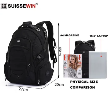 

swiss 17 inch Laptop bag brand Waterproof large capacity nylon balck backpack for Laptop bagpack travel for women men sac a dos