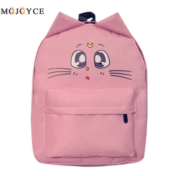

Ear Cat Printing Women Backpack Canvas Cartoon Teenage School Backpack Mochila Feminina