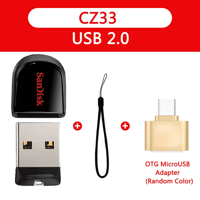 SanDisk мини черный USB флэш-накопитель 32 ГБ Флешка 8 Гб 16 Гб карта памяти, Флеш накопитель 64 Гб Usb флешка маленький u-диск лучший подарок - Цвет: Черный