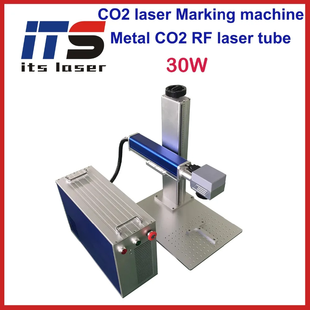 ITS 30W RF metal tube laser marking machine for wood leather metal co2