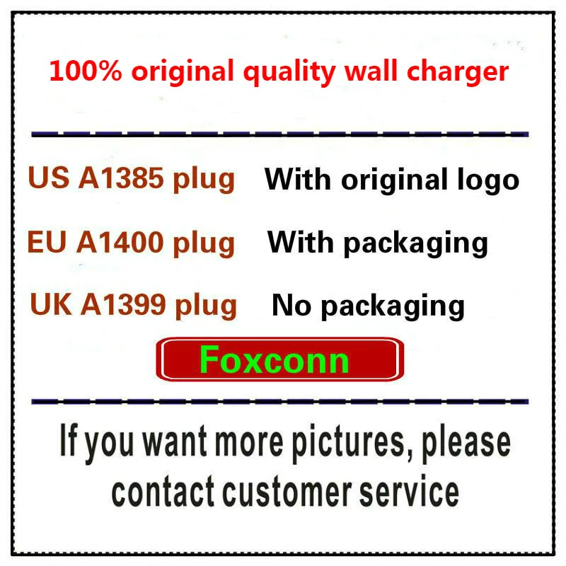 

10pcs/ original OEM quality A1385 A1400 A1399 US EU/UK plug USB AC power adapter wall charger for iX XS 6 6s 7 8 PLUS