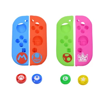 

10Sets Silicone Protective Case Skin Anti-Slip Soft Cover with Thumn Caps for Switch Joy-con