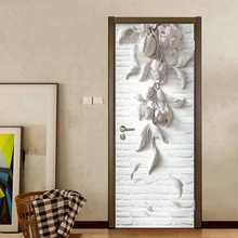 Наклейка домашний декор самоклеющаяся бумага 3D тисненый цветок картина печать дверь спальни водонепроницаемый стикер искусство Европейский стиль плакат