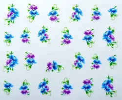 Переноса воды Дизайн ногтей Наклейки наклейка милый сладкий Синий Фиолетовый цветы пиона Дизайн Французский маникюр декоративные