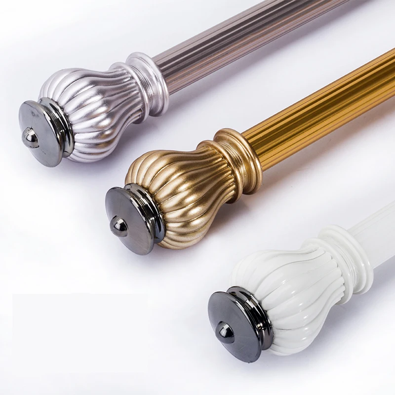 

Single pole three colors white golden rose silver elegant curtain pole decrative curtain rod