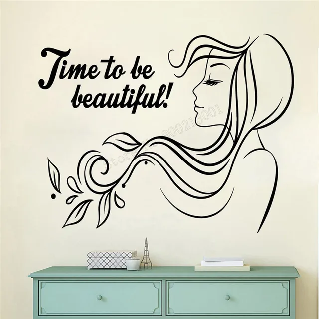Art Wall Sticker Beauty Salon Decoration Women Haircut Decor Art Wall Sticker Beauty Salon