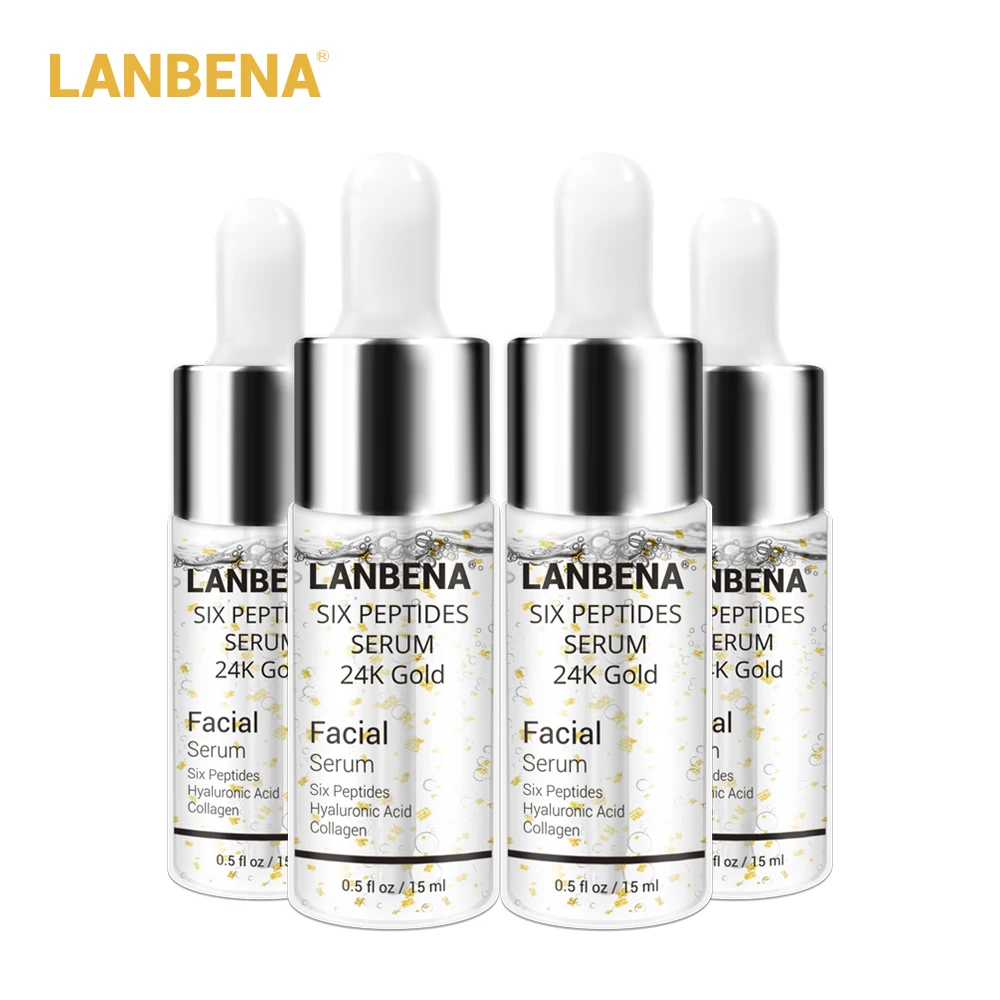 LANBENA 24 K Gold шесть сыворотка с пептидами крем для лица дневной Anti-Aging морщин Лифт устойчивое отбеливание увлажняющий крем 4 шт