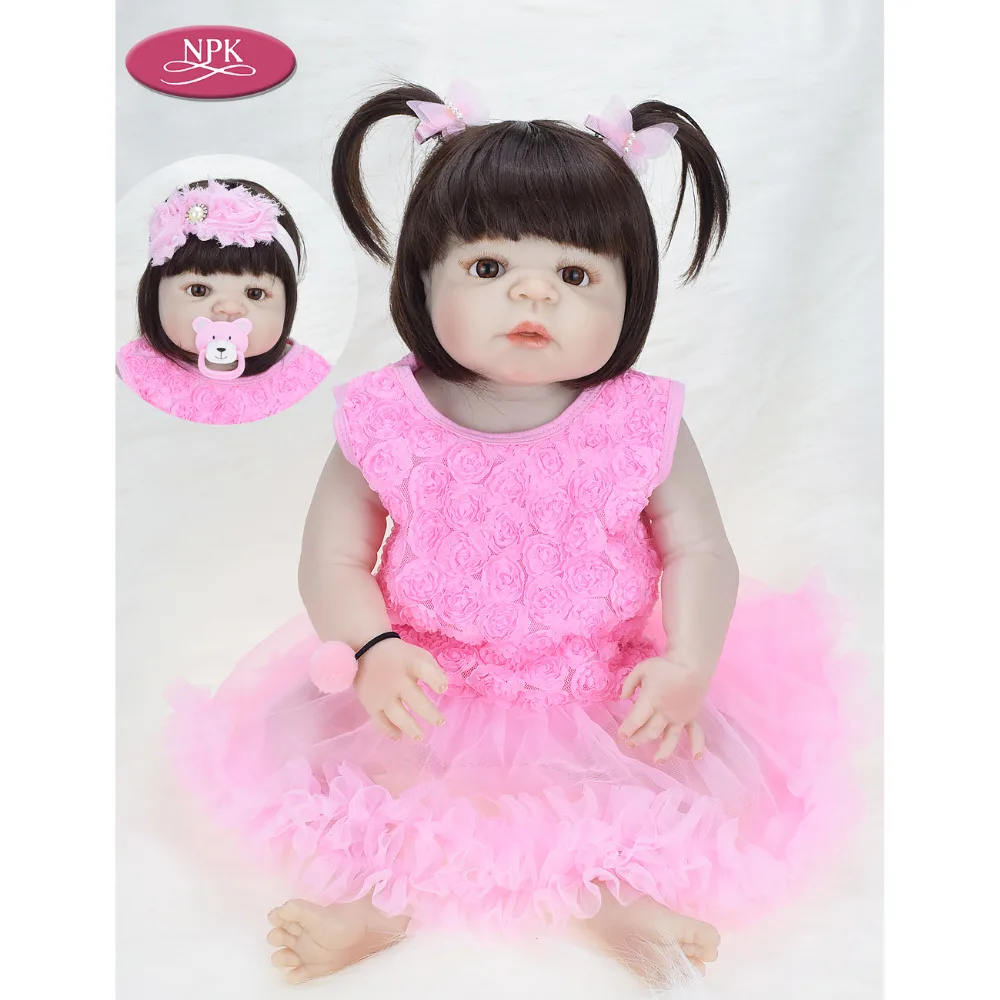 

NPK Full Body Silicone Reborn Baby Dolls Bathe Toys for Girls 57CM Vinyl Lifelike Princess Toddler Fashion Doll Educational Toy