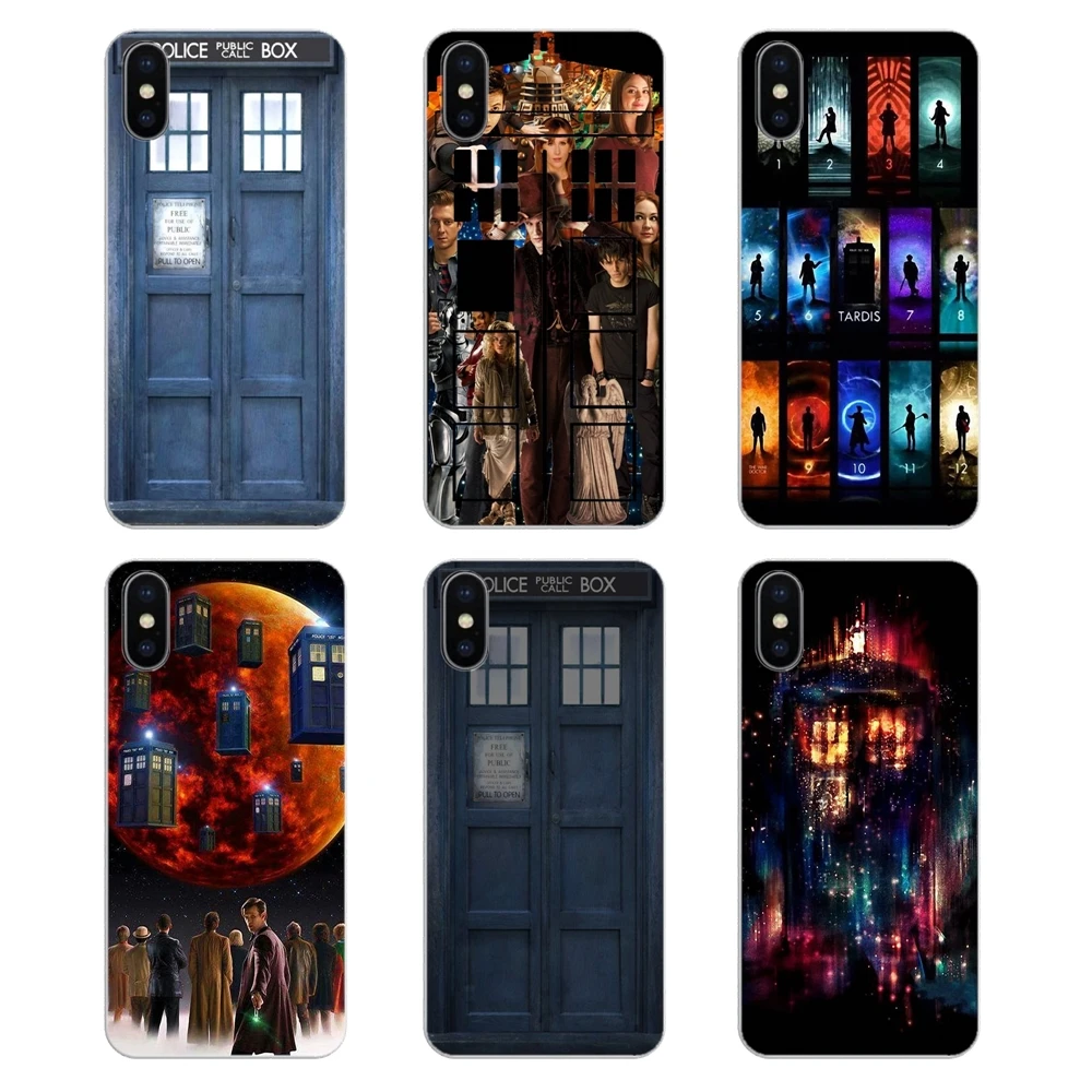 

For LG G7 Q6 Q7 Q8 Q9 V30 X Power 2 3 For OnePlus 3T 5T 6T Transparent TPU Cover Bag Tardis Doctor Dr Who Police Box collage art