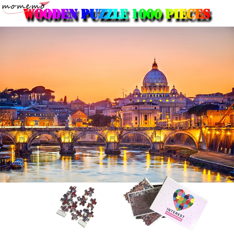 

MOMEMO Venice 1000 Pieces World Famous Landscape Puzzle Wooden Adult Jigsaw Puzzle 1000 Pieces Brain Trainer Puzzle Children Toy