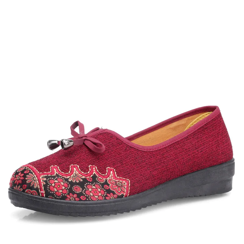 

Embroidered shoes national style old Beijing cloth shoes women's single shoes linen non-slip comfort shoes
