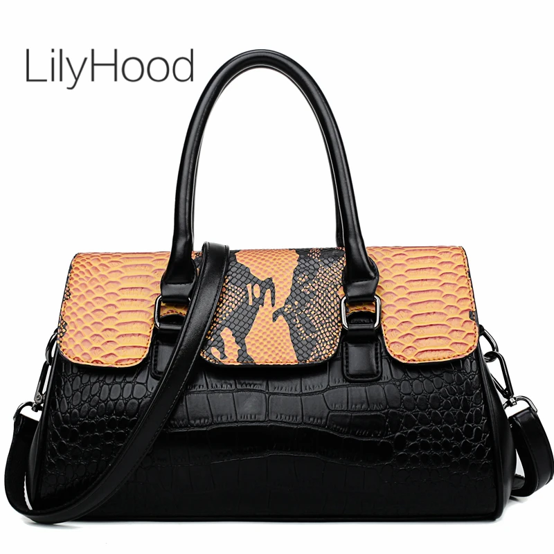 

Baguette Snake Skin Print Handbag Women High Quality Artificial Leather Work Daily Top-handle Bag Female Big Size Shoulder Bag