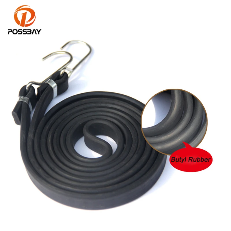 POSSBAY 2 Hooks 2.3meters Motorcycle Strap Strength Retractable Helmet Cord Bandage Tape Elastic Net Belt Luggage Elastic Rope