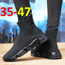 Bomlight/размер 47; высокие эластичные тканевые туфли для пары; мужские кроссовки; мужские носки; кроссовки; мужские теннисные туфли на толстой подошве; Masculino Adulto