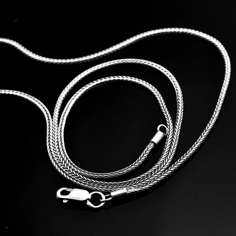 Настоящее 925 тайское серебро Лисохвост цепь для мужчин и женщин Личность Ретро Винтаж Панк ожерелья и подвески ювелирные изделия из стерлингового серебра