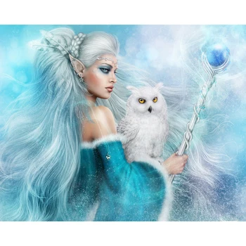 

NEW 3D Diamond Painting Blue Beauty With Owl Cross Stitch Crystal Needlework Embroidery Full Round Drill Diamond Decorative KBL