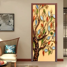3D стерео рельефные красочные дерево фото настенные фрески ПВХ самоклеющиеся водонепроницаемые двери наклейки обои Гостиная Кабинет Искусство Декор