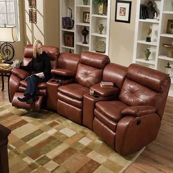 

High quality living room furniture Brown 3 seats modern electric recliner