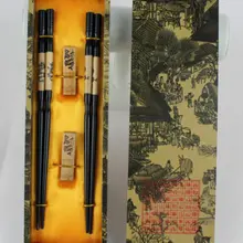 2 пары китайский ручной Винтаж деревянный Палочки китайские и Кронштейны подарочный набор