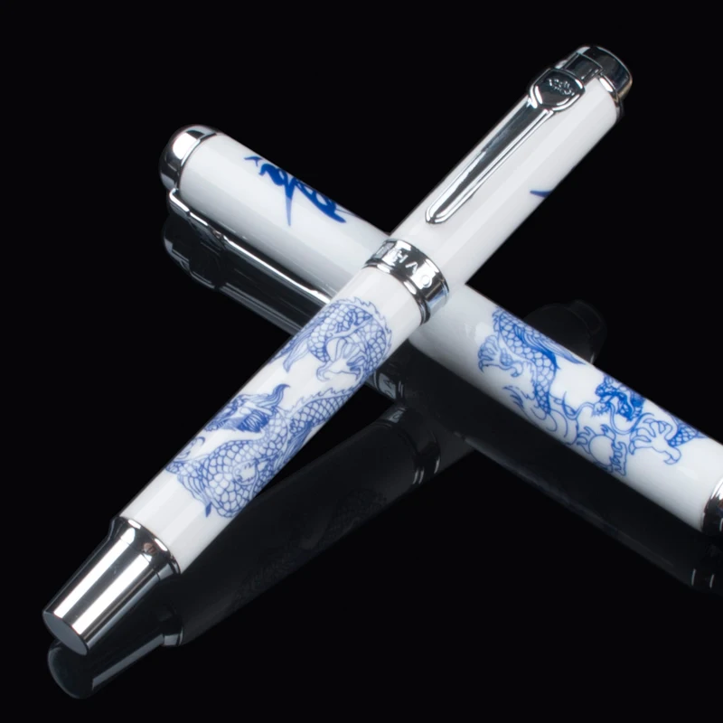 Шариковая ручка Jinhao 950 синий и белый фарфор дракон настоящая керамика|pen blue|white penpen