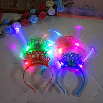 

Happy New Year, fiber optic light head hoop merry Christmas bronzing headgear during new head buckle