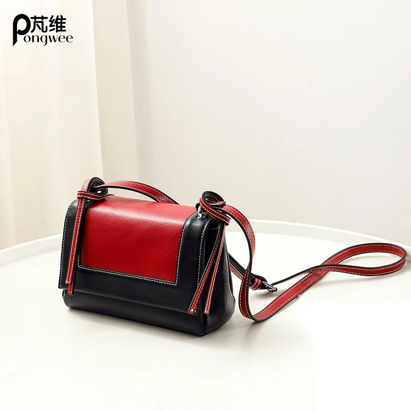 

PONGWEE Women Shoulder Bag High Quality Genuine Leather Mini Bag Ladies Handbags Fashion Tote Women Bag Female Crossbody Bags