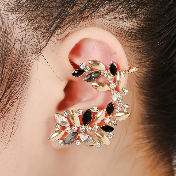 Trendy Crystal Golden Clip Earring Ear Cuff Earring For Women Wrap Clip
