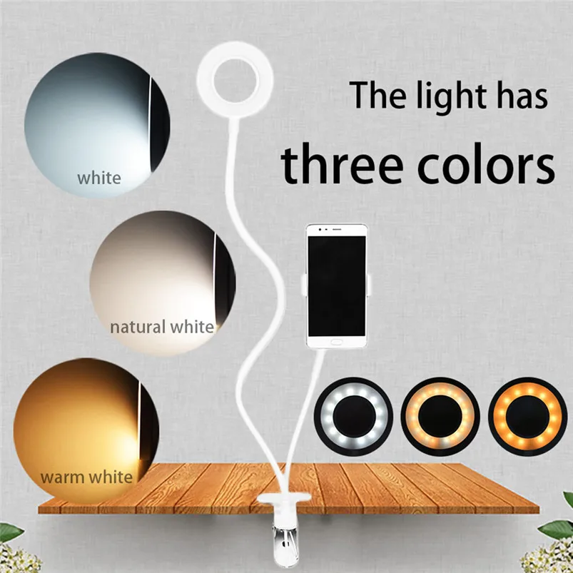 

Creative Eye Protection USB Rechargeable Beauty Fill Light LED Desk Bed Table Reading Clip Lamp Phone Holder Luces 40MR05