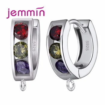 

Exaggerate Wide Loop Hoop Earrings With Clear Colorful Crystal Stone Fine 925 Sterling Silver Women Jewelry Accessories