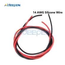Câbles flexibles en Silicone de calibre 14 AWG, 1 paire, en cuivre toronné pour RC noir rouge, longueur de 2M