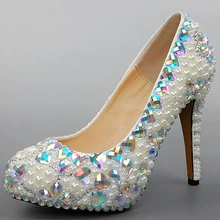 Gorgeous Full Pearl Beaded High-heeled Bridal Dress Shoes Wedding Shoes Party Ball Prom Shoes Match Wedding Outfit