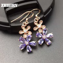 ZHHIRY, натуральные серьги из танзанита, подлинные, твердые, 925 пробы, серебро, настоящий драгоценный камень, серьги для женщин, камень, хорошее ювелирное изделие
