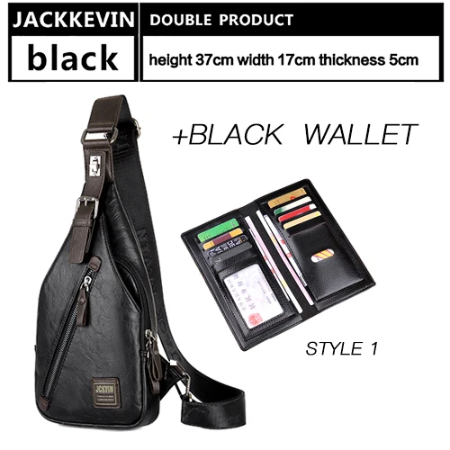 JackKevin, мужские нагрудные сумки, модная мужская сумка-мессенджер, устойчивая вращающаяся кнопка, открытая дорожная сумка через плечо, Мужская поясная сумка - Цвет: BLACK 1