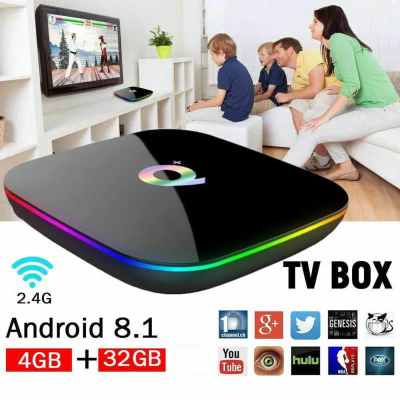 

2019 Q plus 6K 4 Plus 32G Android 8.1.0 TV Box Quad Core WIFI Network Streamer MINIPC EU Plug