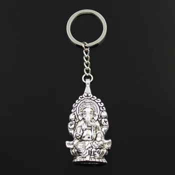 

New Fashion Keychain 62x32mm Ganesha Buddha Elephant Pendants DIY Men Jewelry Car Key Chain Ring Holder Souvenir For Gift