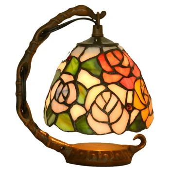

Creative Art color glass night light warm bedroom plug-in LED lighting retro gifts jiapin American household Bedside Light lamp