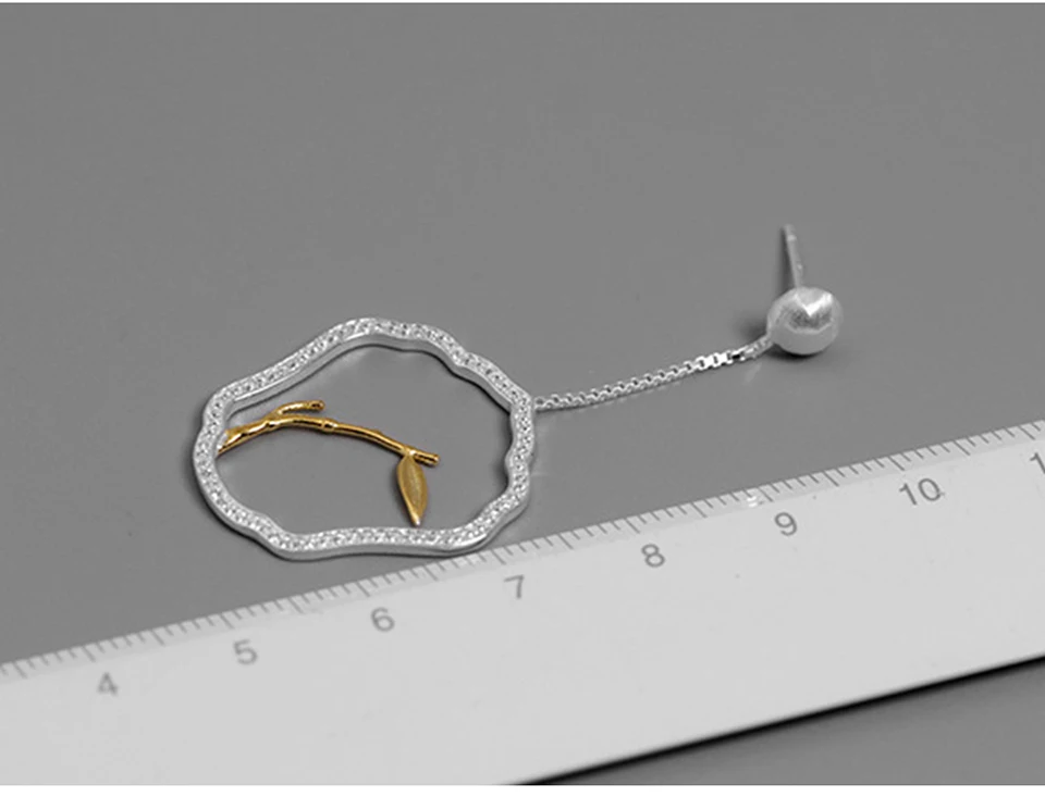 Muduh Collection Real 925 Sterling Silver Handmade Designer Fine Jewelry Classical Fan Shape Earrings Leaves Drop Earrings for Women