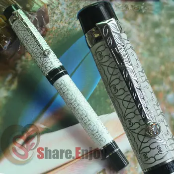 

CROCODILE PORS WHITE AND SILVER FINE NIB FOUNTAIN PEN DIAMOND ON CLIP