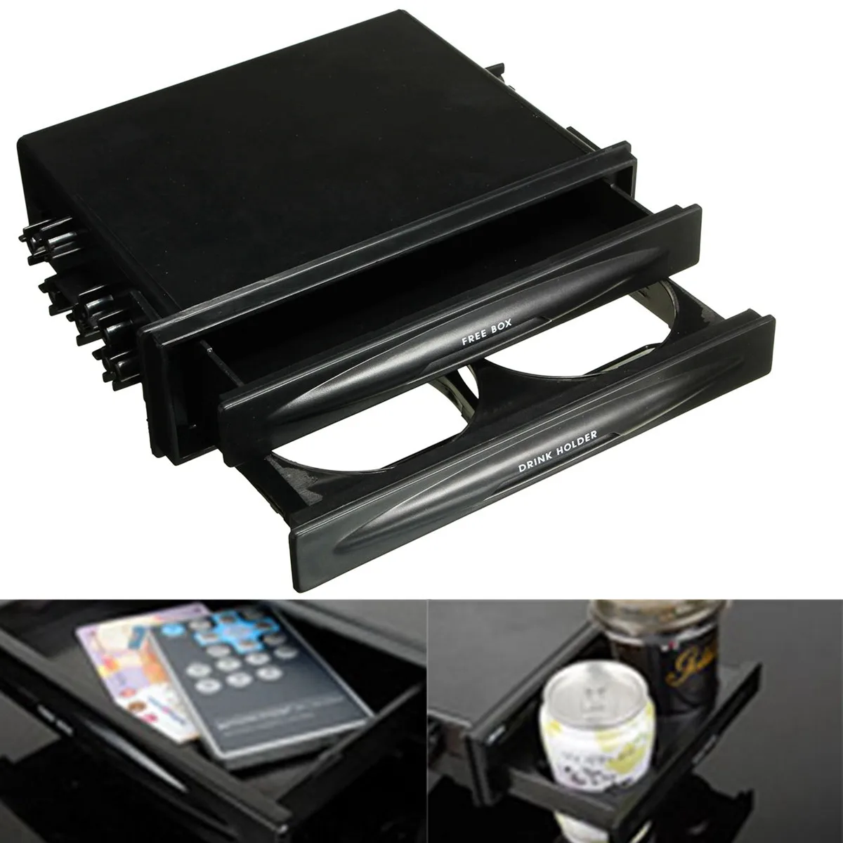 

Newest Universal Car Auto Plastic Double Din Radio Kit For Pocket Drink-Cup Holder & Storage Box