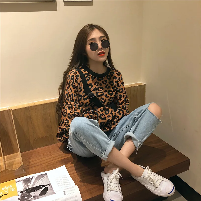 2019 Korean Version Has Tested Hanfeng Casual Early Autumn Panther Print Kuansongweiyi Sweaters Fall Sweaters for Women sweater 2019 Korean Version Has Tested Hanfeng Casual Early Autumn Panther Print Kuansongweiyi Sweaters Fall Sweaters for Women sweater