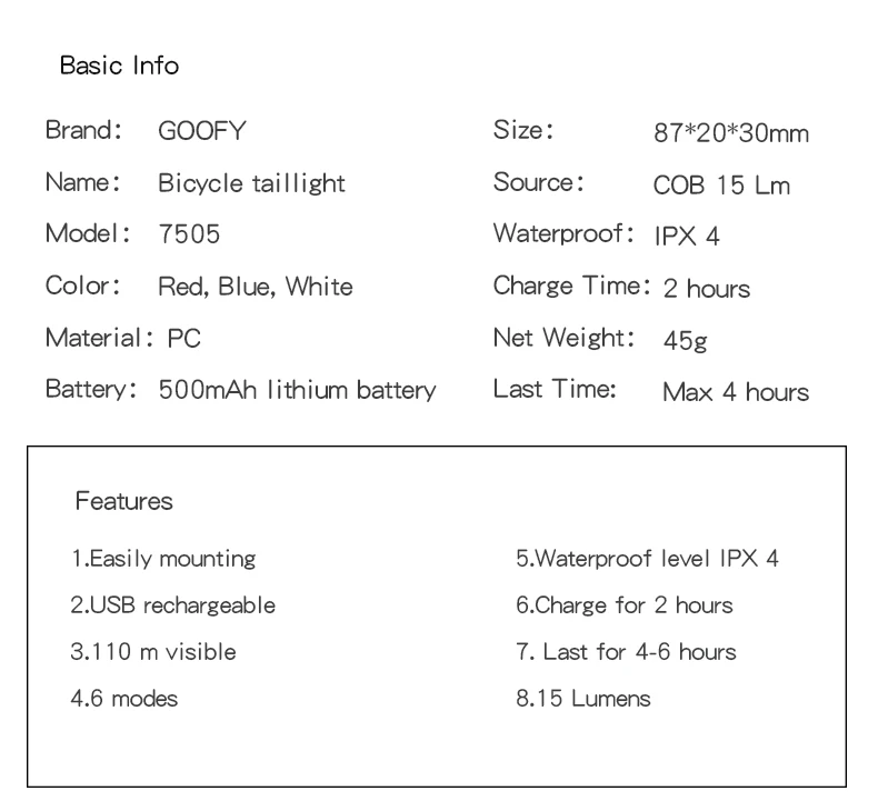 Best USB Rechargeable Front Rear Bicycle Light Lithium Battery LED Bike Taillight Cycling Helmet Light Lamp Mount Bicycle Accessories 2